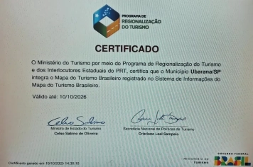 Ubarana-SP Conquista Inclusão no Mapa do Turismo Brasileiro